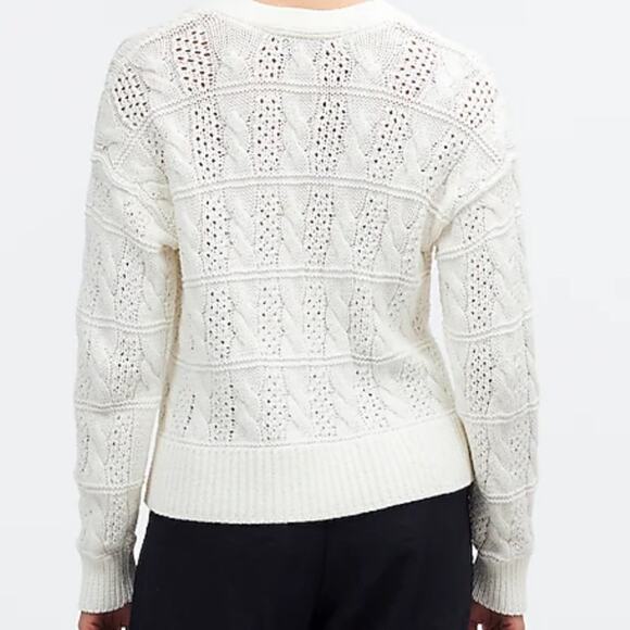 Madewell Open Cable-Stitch Cardigan Sweater - Bright Ivory Size M - Picture 4 of 9